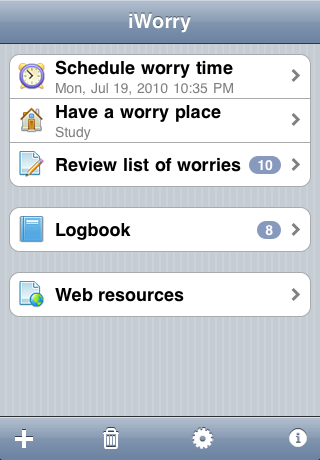 iWorry Main Screen